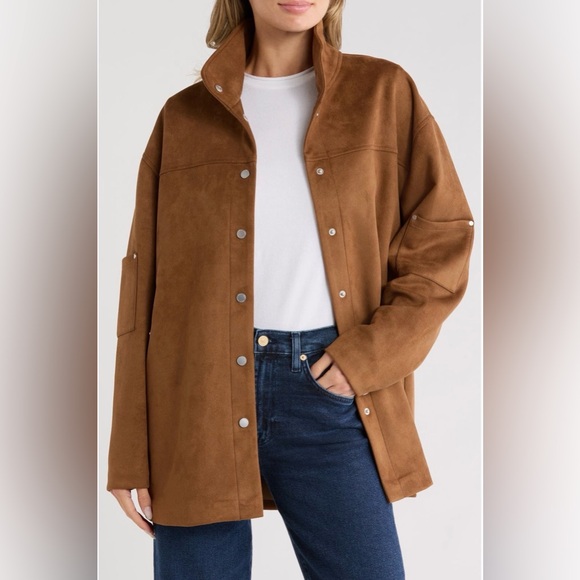 Rebecca Minkoff Jackets & Blazers - Rebecca Minkoff Chestnut Brown Suede-Effect Snap Jacket